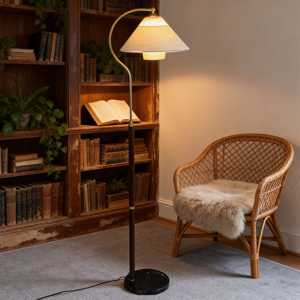 White Mid-Century Floor Lamp — Floor Lamp | Maison Monashee — view 5