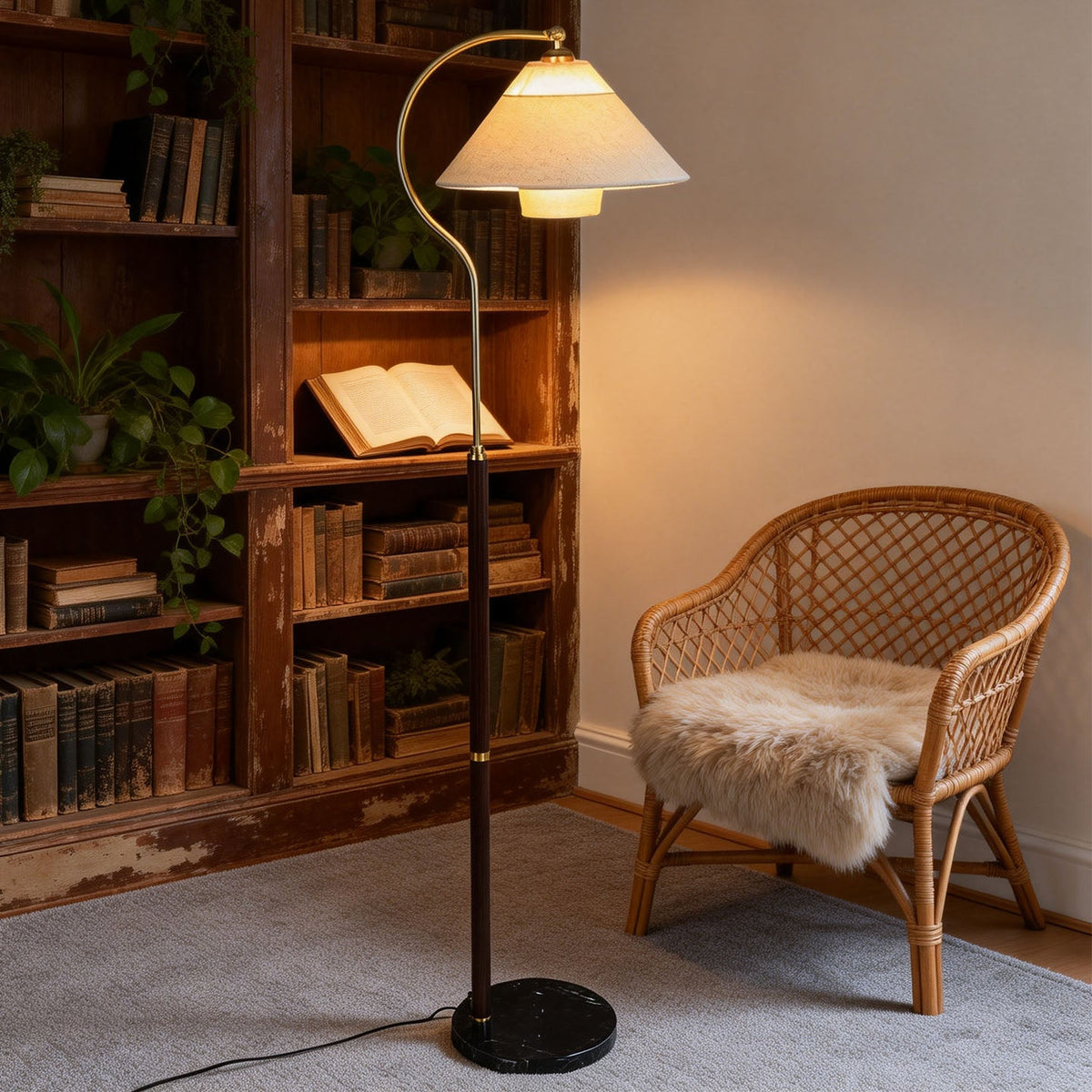 White Mid-Century Floor Lamp — Floor Lamp | Maison Monashee — view 5