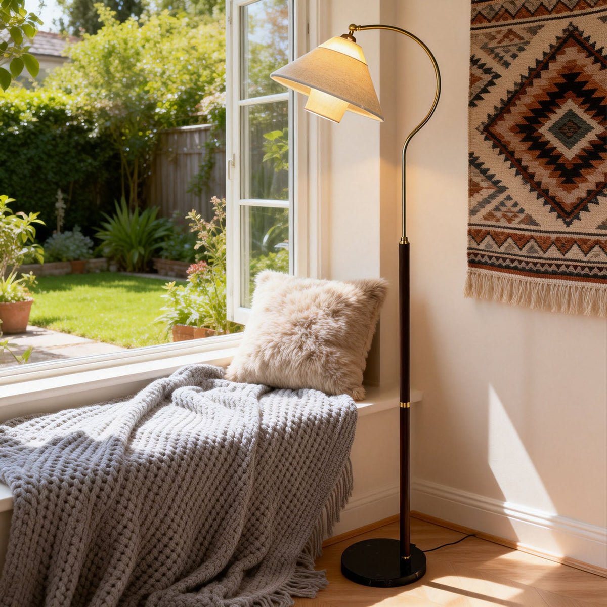 White Mid-Century Floor Lamp — Floor Lamp | Maison Monashee — view 11