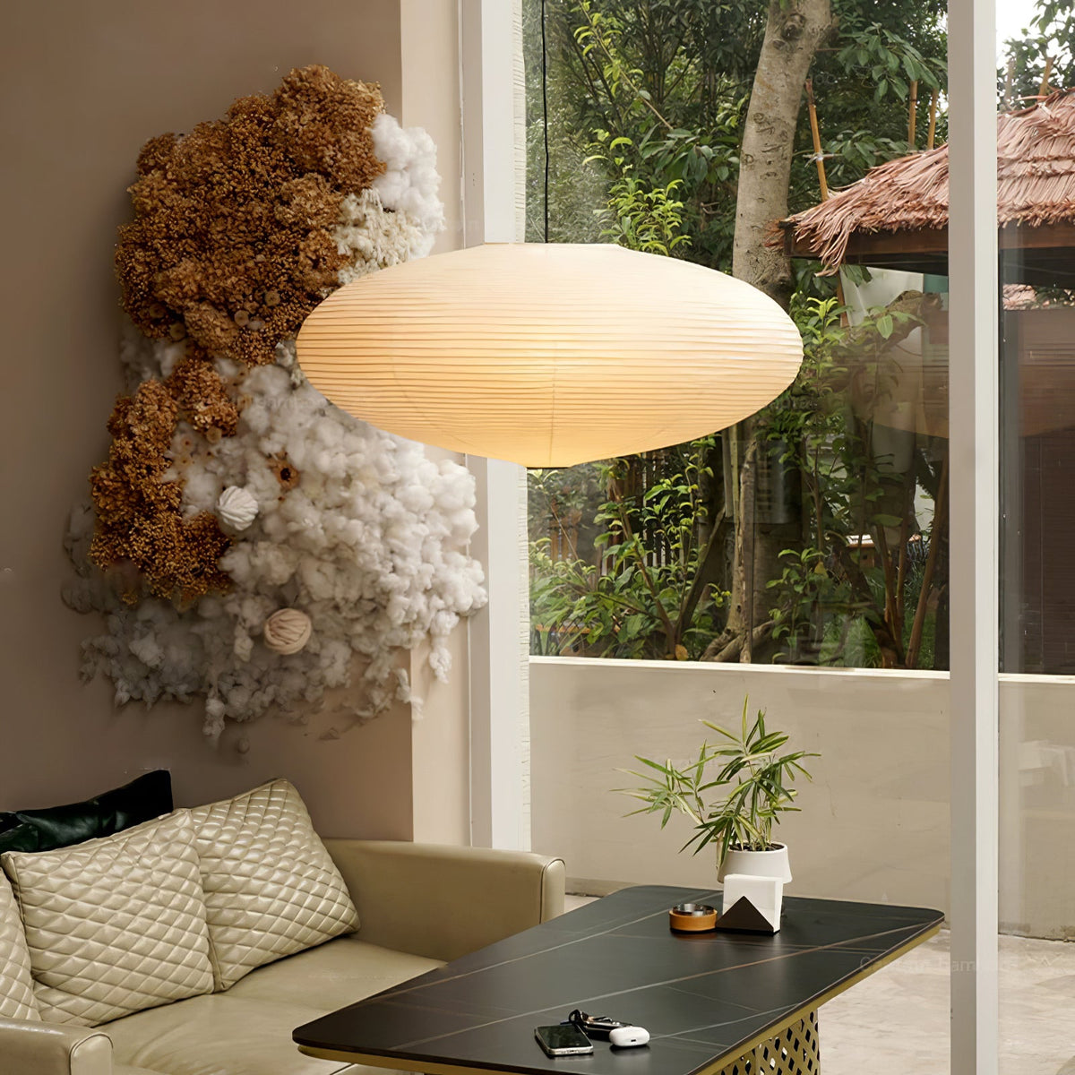 Washi Paper Pendant Light — Pendant Light | Maison Monashee — view 2
