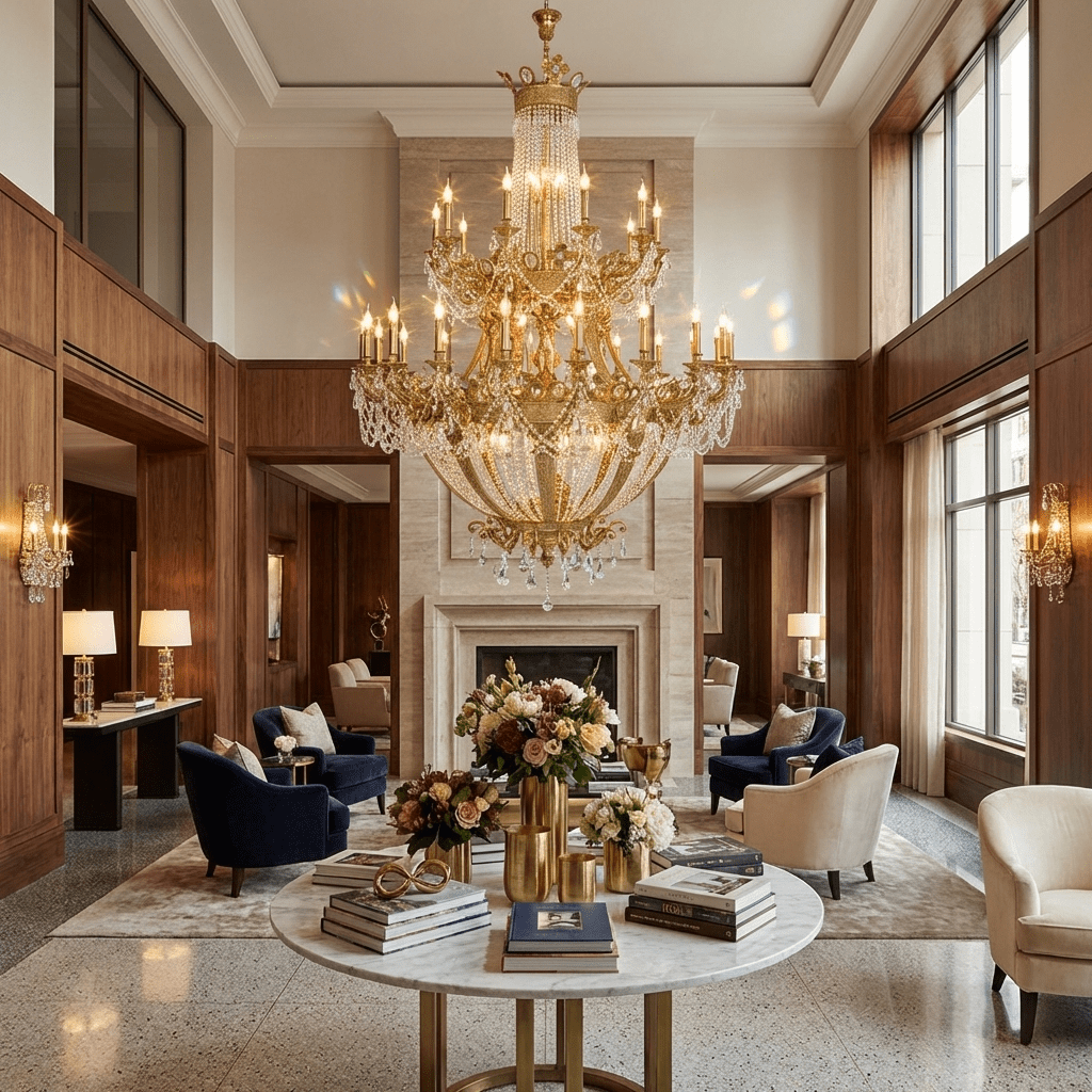 Brass Foyer Chandelier — Chandelier | Maison Monashee — view 4