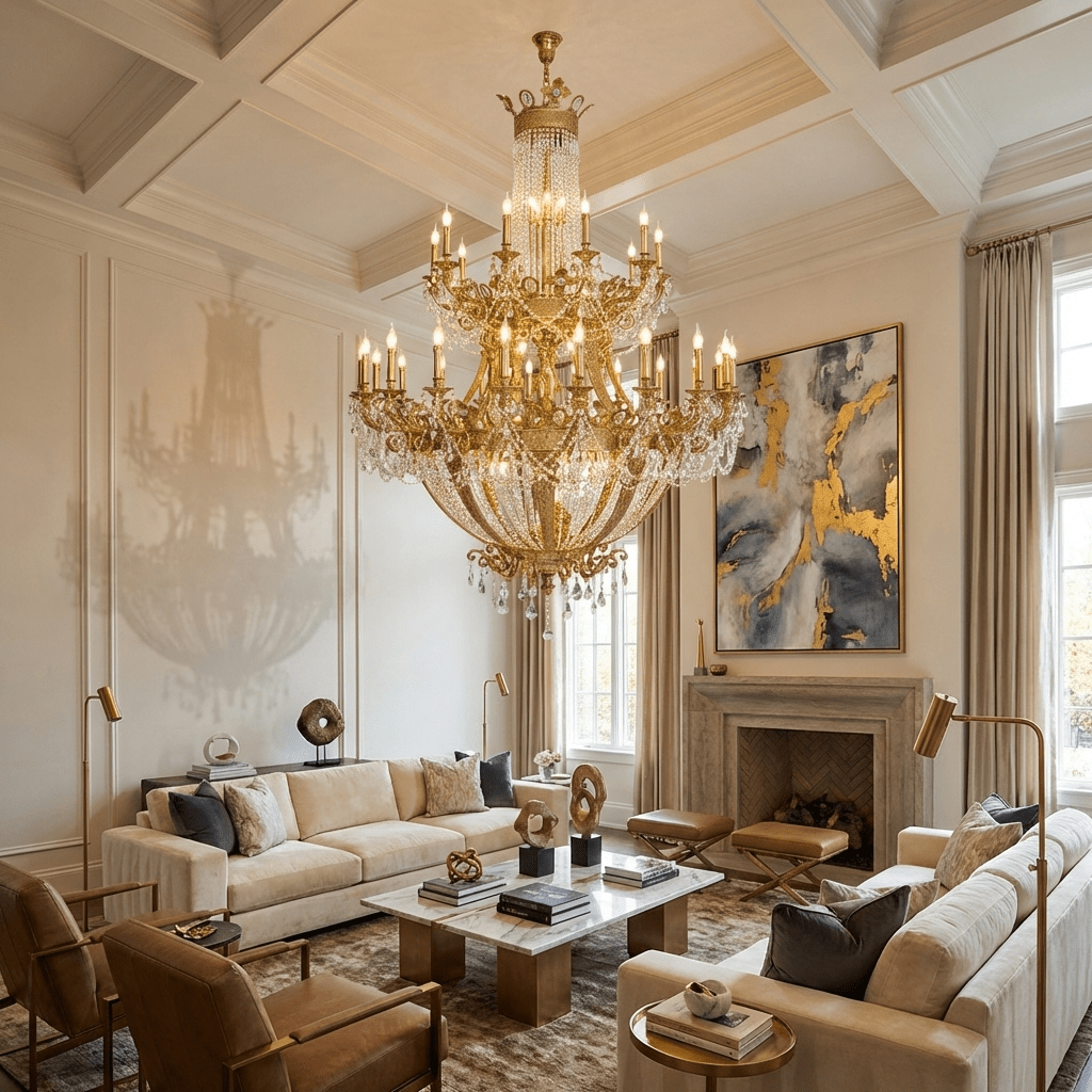 Brass Foyer Chandelier — Chandelier | Maison Monashee — view 5
