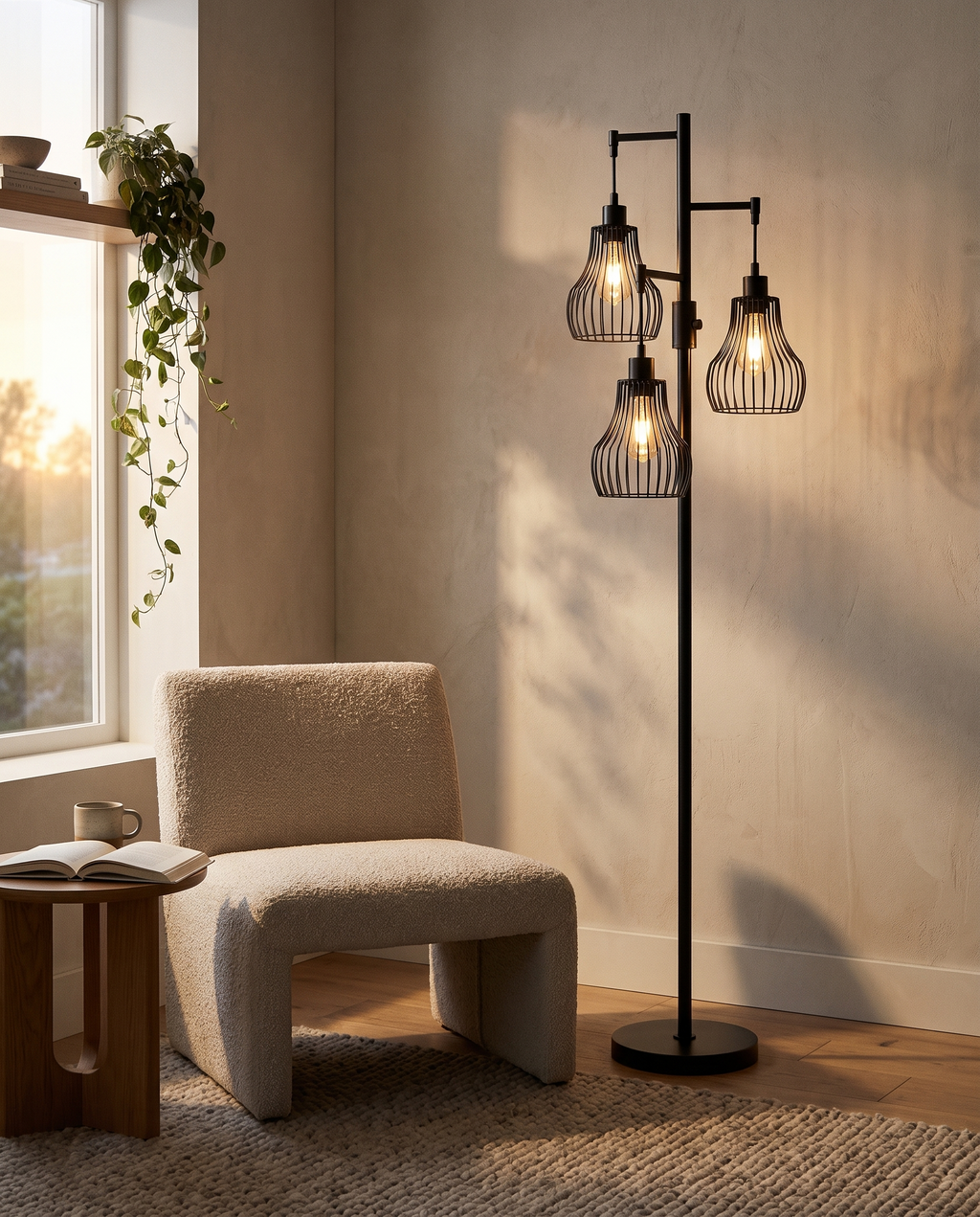 Industrial 3-Light Floor Lamp