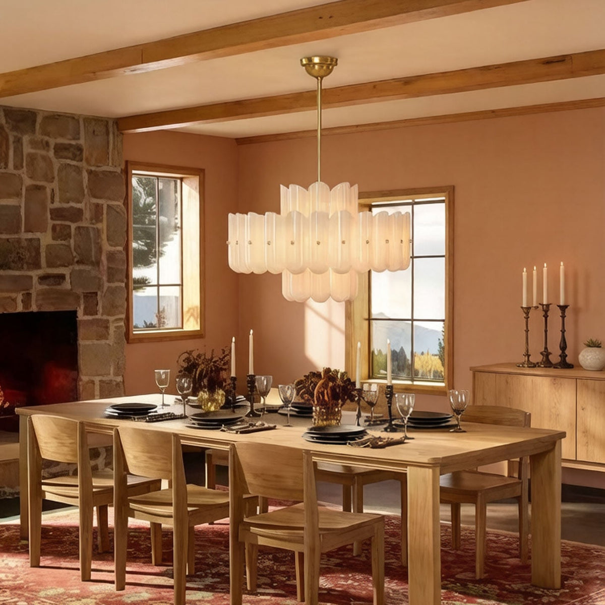 Fluted Glass Chandelier — Chandelier | Maison Monashee — view 9